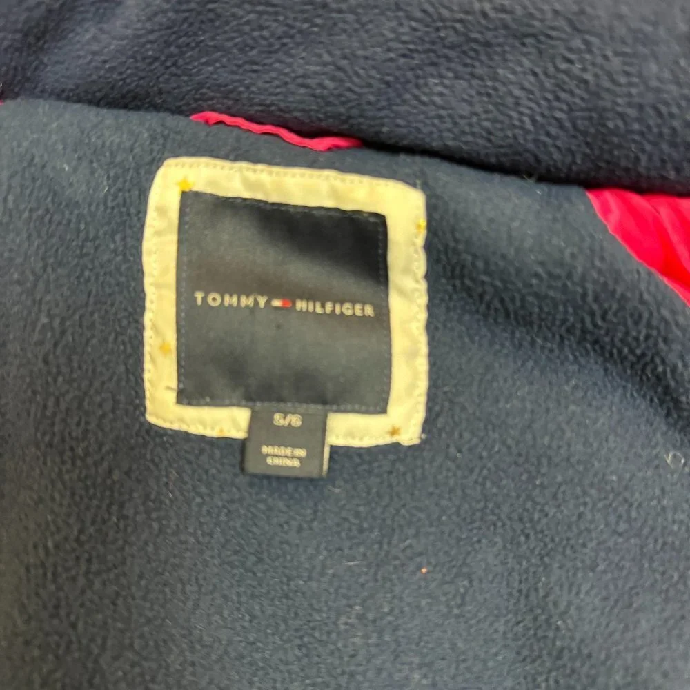 Tommy Hilfiger Pink Puffer Coat Jacket with Fur Hood Girls  5/6 Y